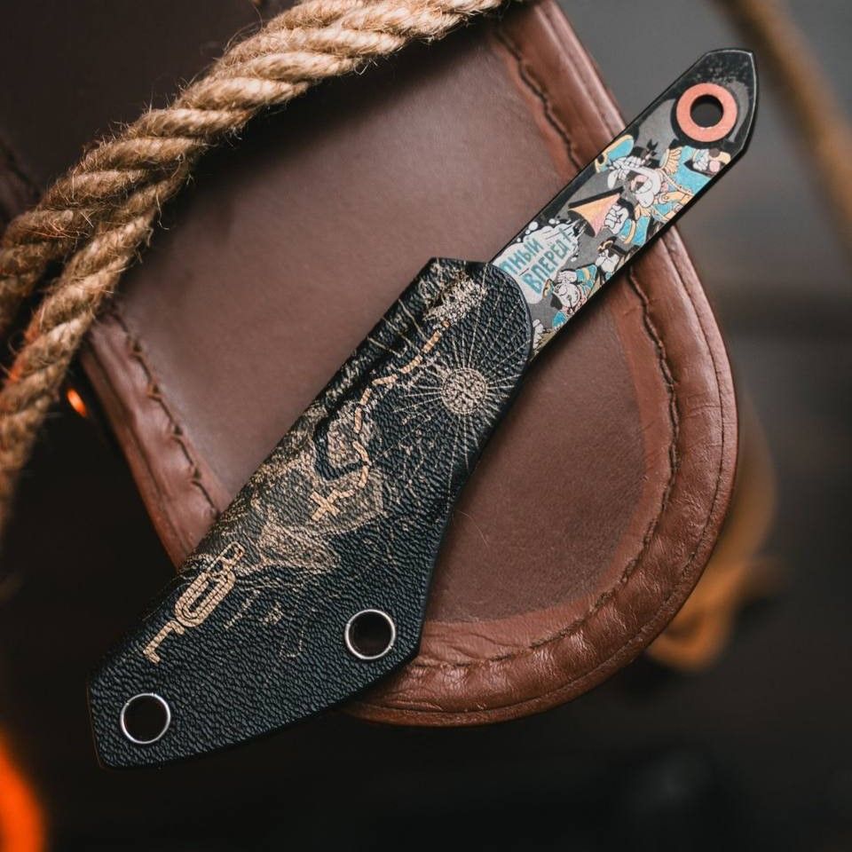 Нож киридаши KOI Остров сокровищ Black Stonewash Black AUS-8 N.C.Custom