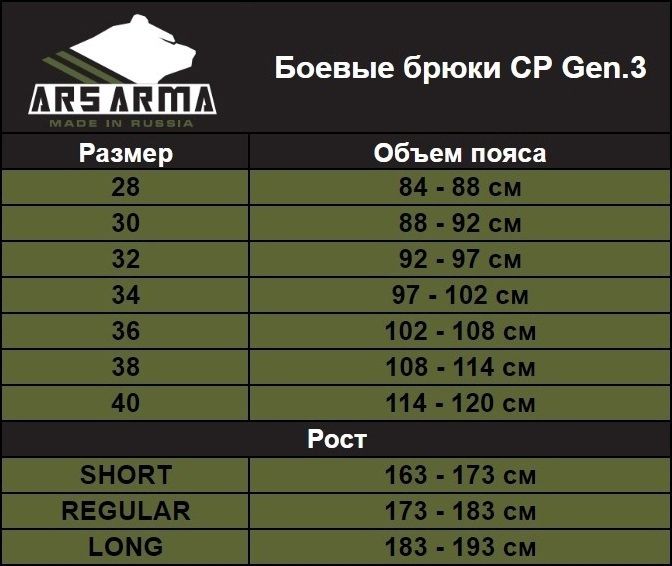 Боевые брюки CP Gen.3 All Weather Ars Arma