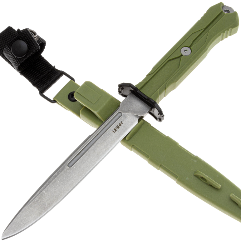 Тактический нож Leshiy stonewash сталь AUS-8, рукоять OD Green Elastron SW/OD Mr.Blade