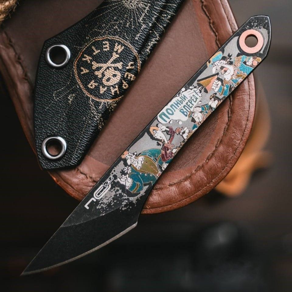 Нож киридаши KOI Остров сокровищ Black Stonewash Black AUS-8 N.C.Custom