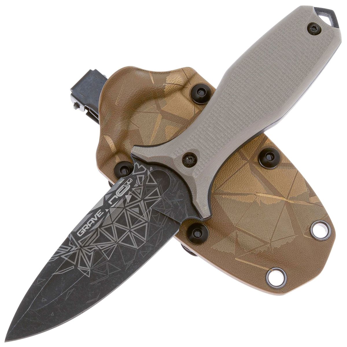 Нож туристический Grave LE blackwash сталь AUS-10, Tan G10 N.C.Custom