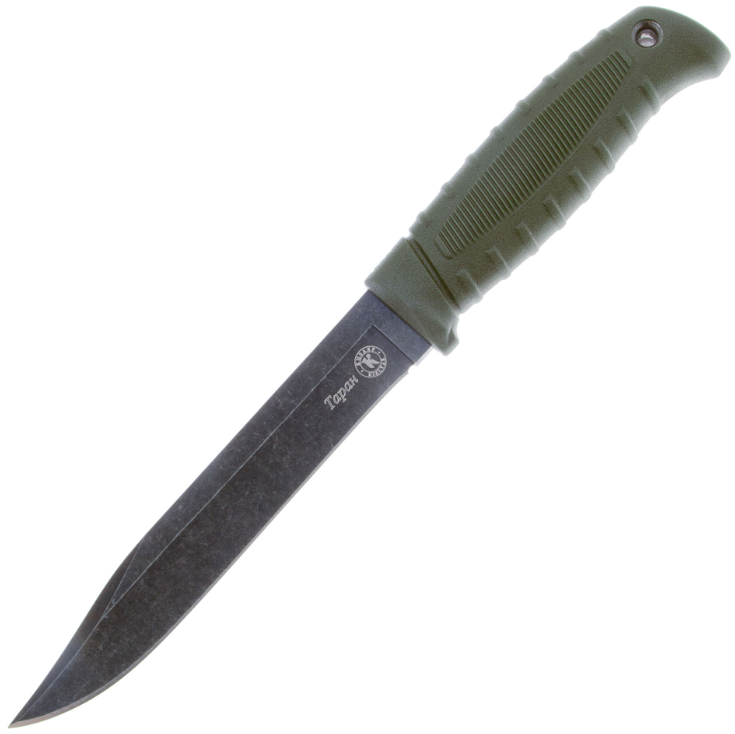 Туристический нож Таран Blackwash сталь AUS-8, рукоять эластрон олива Кизляр