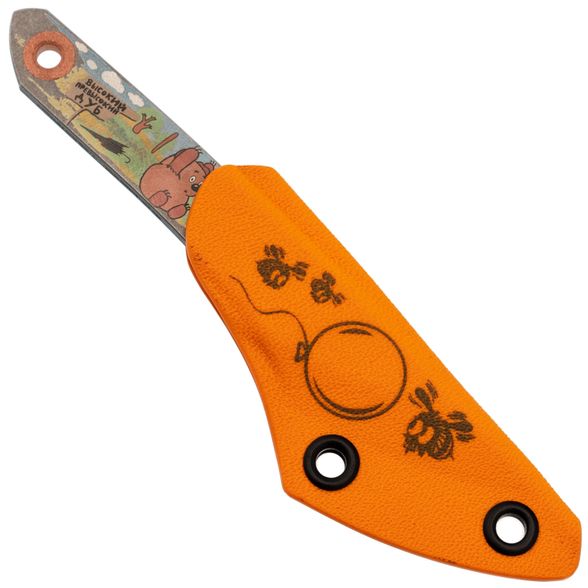 Нож киридаши KOI Винни-Пух #1 Orange Stonewash сталь AUS-8 N.C.Custom