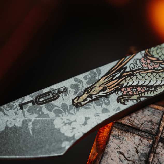 Нож киридаши KOI Dragon beadblast сталь AUS-8 N.C.Custom