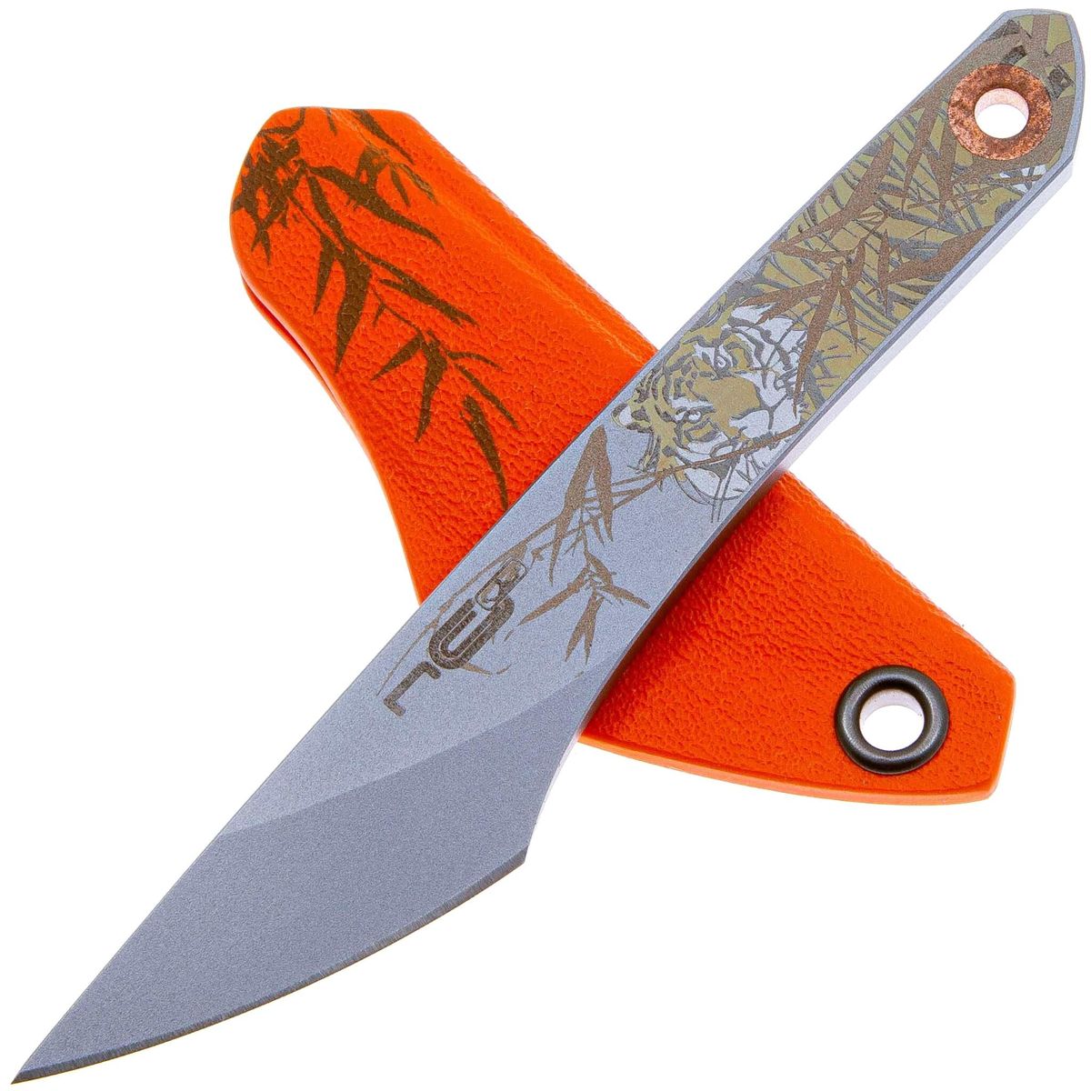Нож киридаши KOI Tiger Orange Bead blast сталь AUS-8 N.C.Custom