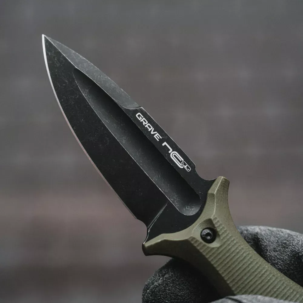 Нож Grave blackwash сталь AUS-10, рукоять Olive G10 N.C.Custom