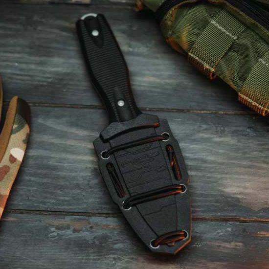 Нож тактический Grave 2.0 stonewash сталь AUS-8, рукоять Black Elastron N.C.Custom