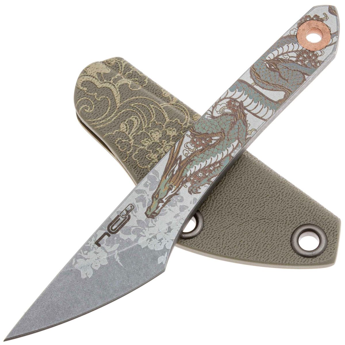 Нож киридаши KOI Dragon beadblast сталь AUS-8 N.C.Custom