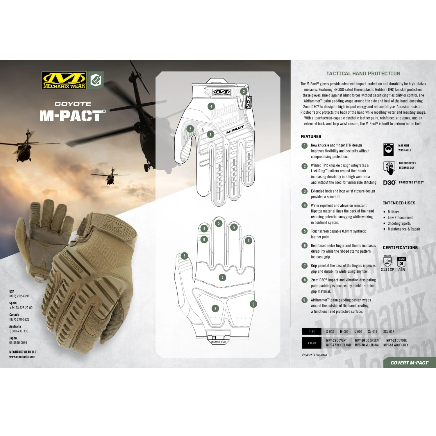 Тактические перчатки Tactical M-Pact Gen.3 Mechanix Wear