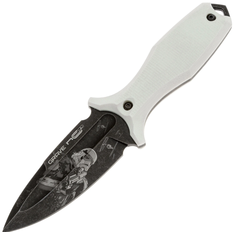 Нож туристический Grave LE Stormtroope blackwash сталь AUS-10, White G10 N.C.Custom