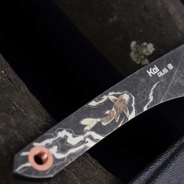 Нож киридаши KOI Black Stonewash сталь AUS-8 N.C.Custom