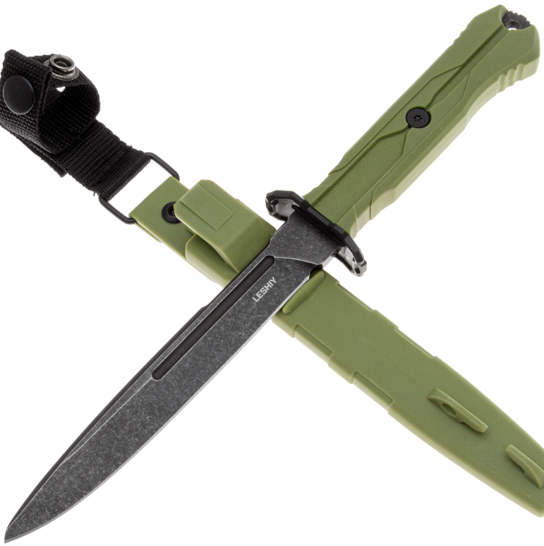Тактический нож Leshiy blackwash сталь AUS-8, рукоять OD Green Elastron BSW/OD Mr.Blade