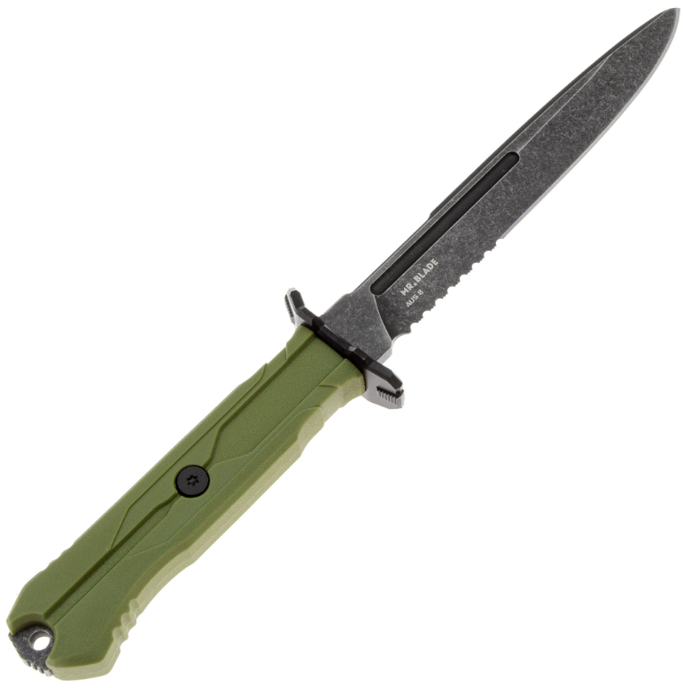 Тактический нож Leshiy blackwash сталь AUS-8 рукоять OD Green Elastron с серрейтором BSW/OD Mr.Blade