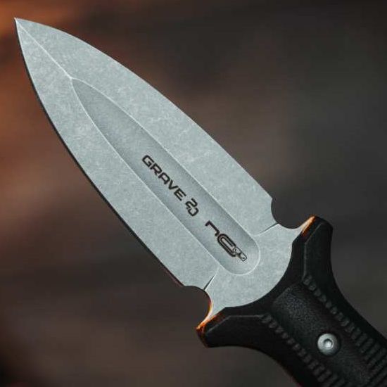 Нож тактический Grave 2.0 stonewash сталь AUS-8, рукоять Black Elastron N.C.Custom