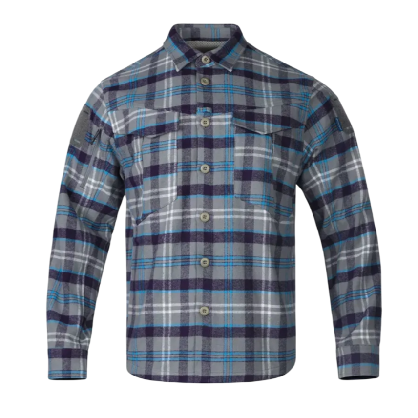 Рубашка Longicorn Flannel Shirt Blue Gray Grid EMB9706 Emerson blue label