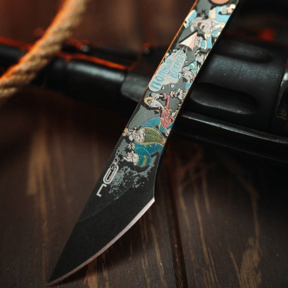 Нож киридаши KOI Остров сокровищ Black Stonewash Black AUS-8 N.C.Custom