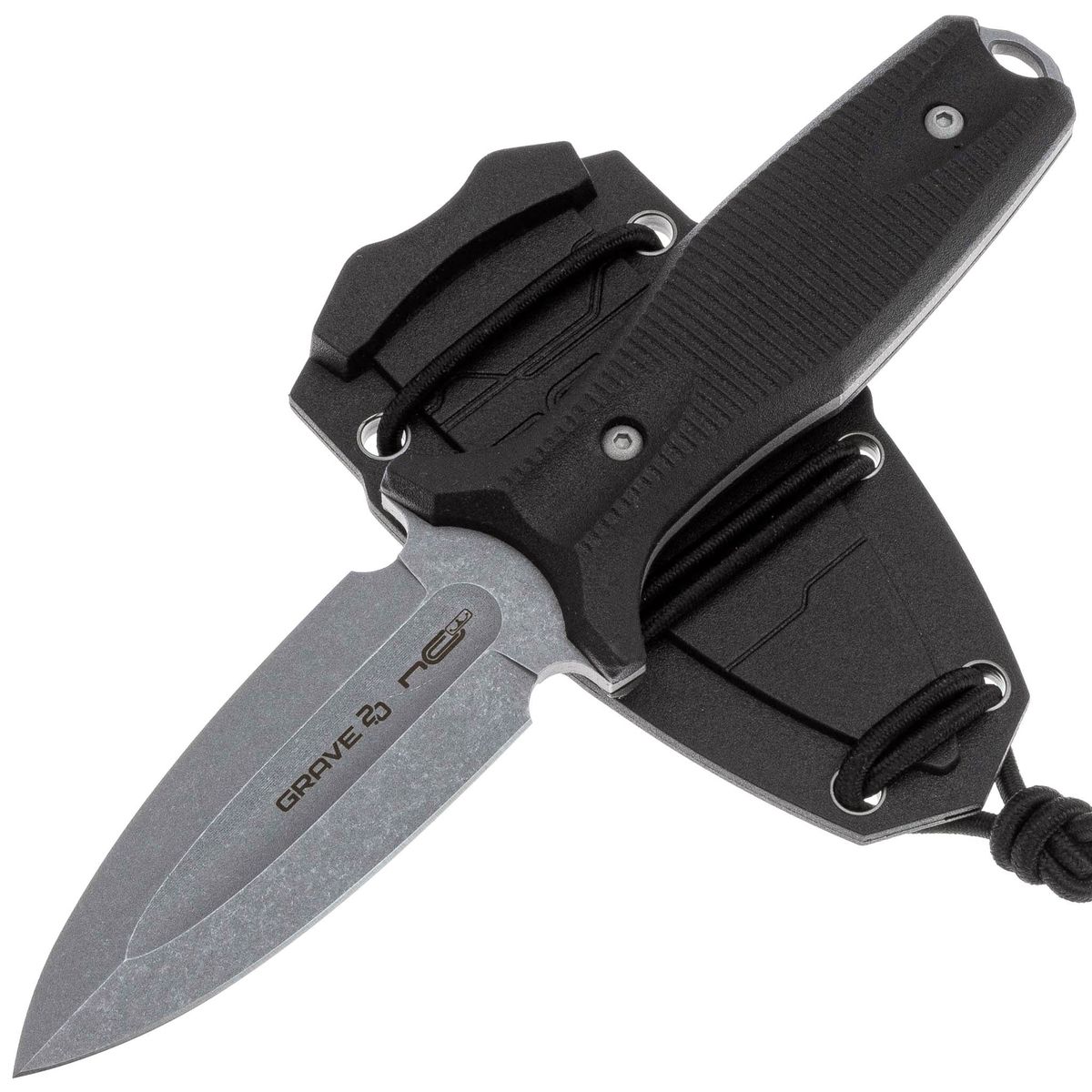 Нож тактический Grave 2.0 stonewash сталь AUS-8, рукоять Black Elastron N.C.Custom
